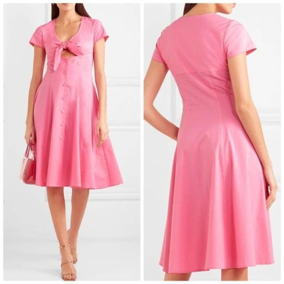 STAUD Dresses & Skirts - STAUD Alice Tie-Front Cotton-Blend Poplin Dress